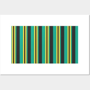 Gray, Teal and Yellow Stripes Pattern 048#001 Posters and Art